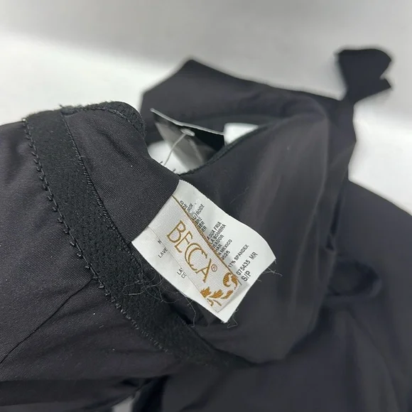 Becca Socialite Swimsuit One Piece V-Neck Ruffled Plunging Black New Size Small - Picture 10 of 12